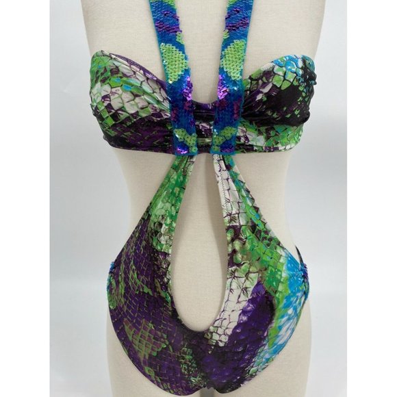 La Perla Python BEYONCE Instyle Gorgeous Sequin One Piece Swim Suit US 8 NWT - Picture 3 of 12